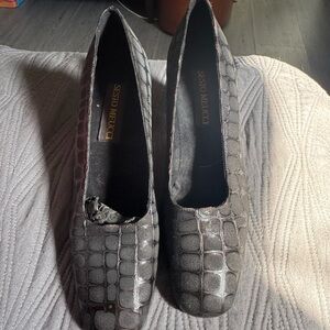 Sesto Meucci dark brown croc patterned heel